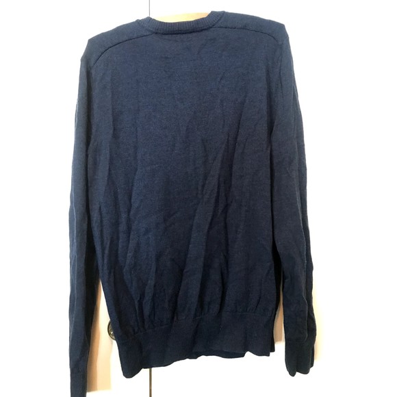 BANANA REPUBLIC EXTRA FINE MERINO NAVY WOOL V-NECK SWEATER SIZE MEN'S LARGE - Picture 4 of 5